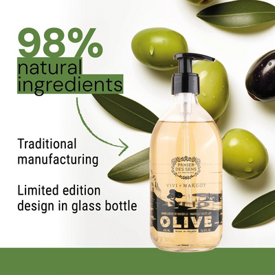 Liquid Marseille soap in glass - Olive limited edition
